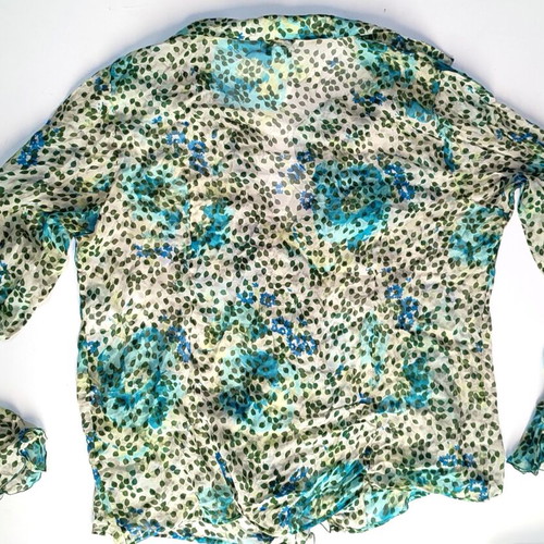 Persona by Marina Rinaldi silk floral shirt XL like new, turquoise green