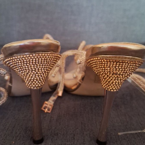 Slippers new with strap defect, size 41, gold