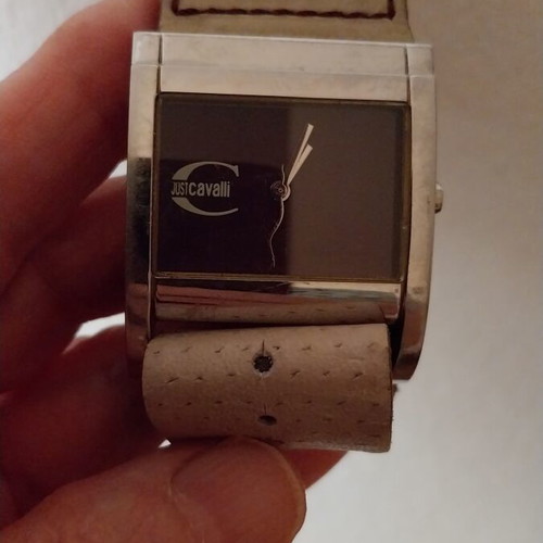 Just Cavalli watch used, leather strap mint green