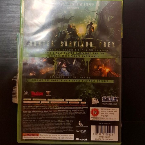 Aliens vs Predator Xbox 360 game used, action