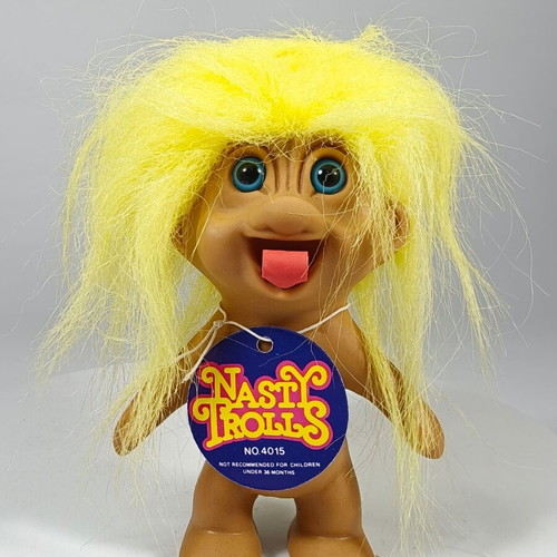 Vintage Wishnik Troll Nasty Trolls 10cm with Yellow Hair 1991 like new