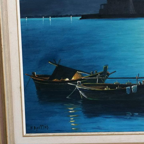 Painting N. Vrettos used 130×100 with Bourtsi Nafplio depiction