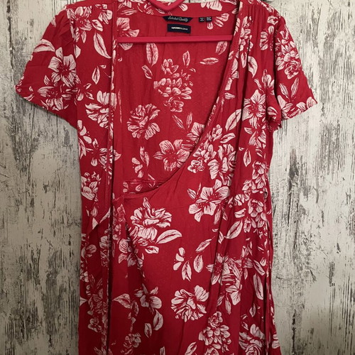 Superdry Mini Wrap Dress 100% Cotton Red Floral, Like New