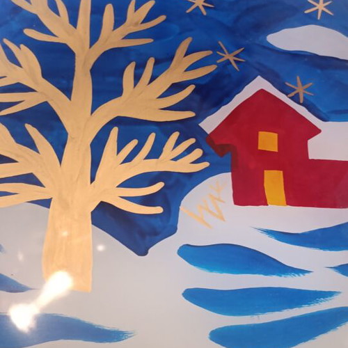 Winter handmade platter made in Italy, diameter 37 cm, new