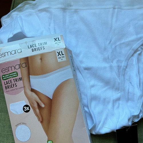 Esmara women's underwear new, pack of 3, 100% cotton, white