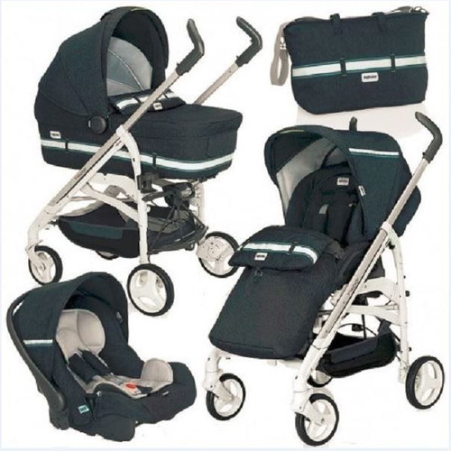 Inglesina Trilogy Blue Jeans set used with carrycot, car seat and stroller