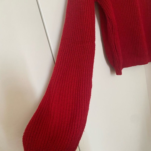 Missy Empire Red Balloon Sleeve Knit Jumper UK Size 8 Like New