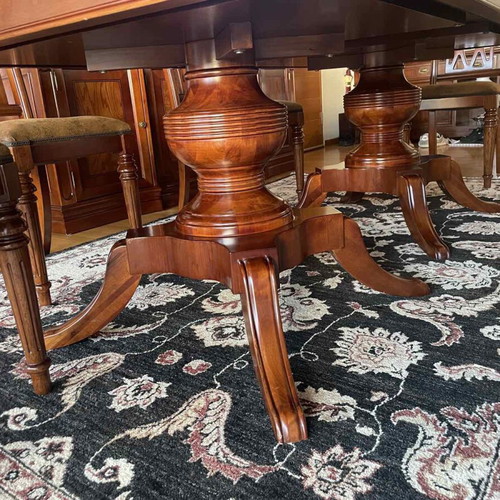 Vintage dining set from solid American rosewood with 6 chairs and extensions like new