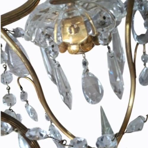 French brass chandelier used with crystals