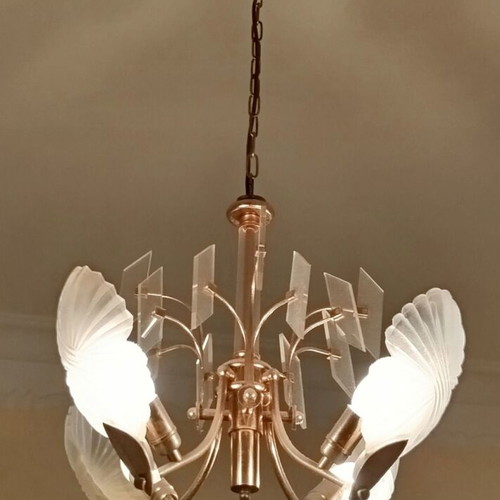 Vintage ceiling lights used, set of two, quadruple and triple