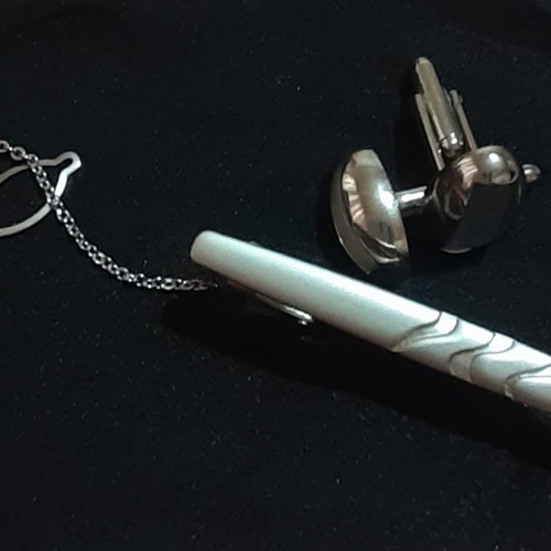 Lepekoff titanium cufflinks and tie clips set used