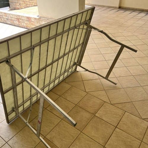 Folding aluminum tables used, set of 3, 1.20x1.50m