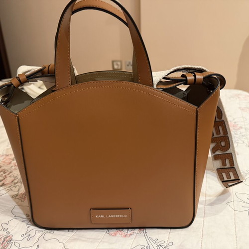 Karl Lagerfeld leather shoulder and handbag, brown