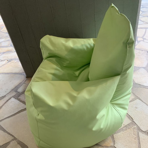 Poofomania Dias children's pouf armchair, green leatherette