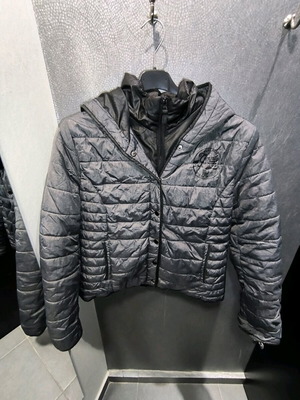 Gray thin jacket with hood like new