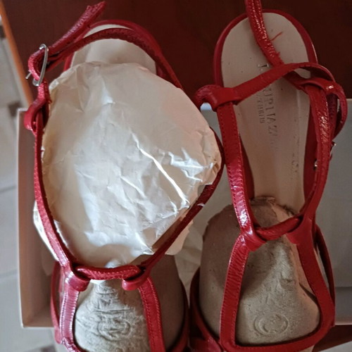 Bournazos leather sandals in bright red, size 40