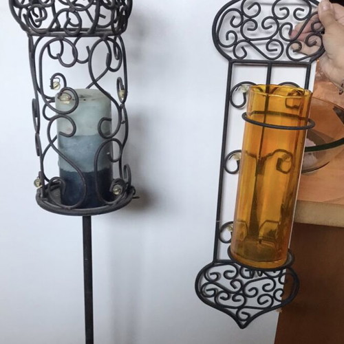 Metal lanterns set with glass for large candles like new