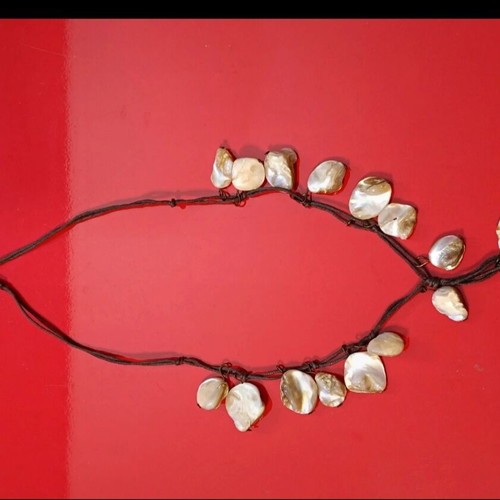 Summer necklace and earrings used, white and brown