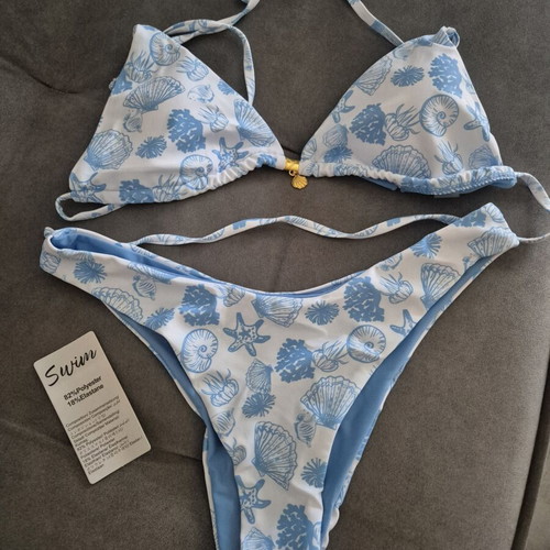 Shein bikini set, white and blue, size M