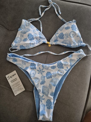 Shein bikini set, white and blue, size M