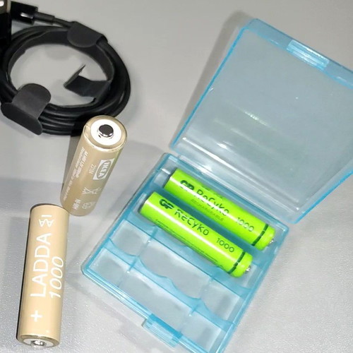 Rechargeable AA and AAA battery set with case