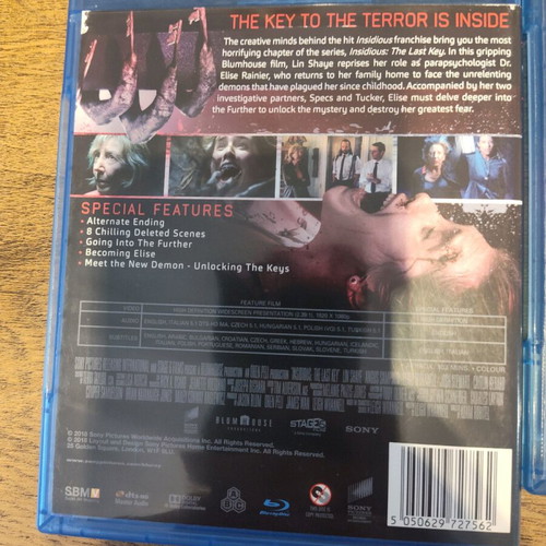 Insidious Chapter 2, Chapter 3, The Last Key Blu-Ray used, 3 horror movies
