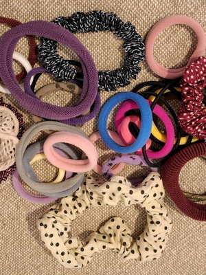 Mix of hair elastics and headband like new, colorful