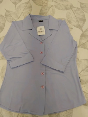 Synthetic shirt new, purple with three-quarter sleeves, size S