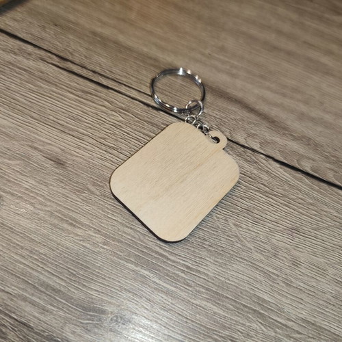 Wooden keychain Music ON / World OFF with personalized engraving
