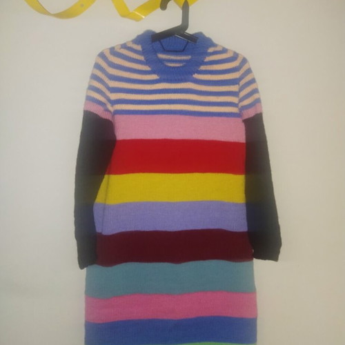 Knitted colors pride dress handmade, multicolor, size L