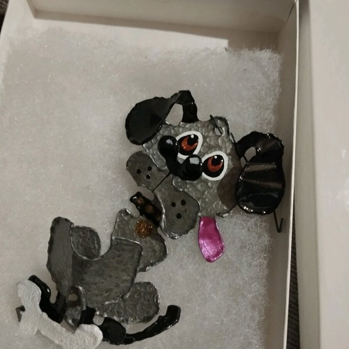 Handmade metal dog figurine like new