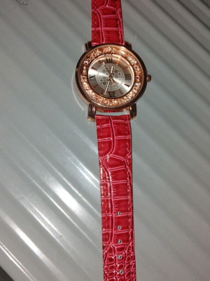 Luxury watch with crystals new, unisex, red