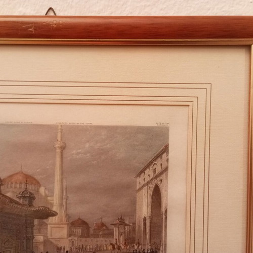 Constantinople engraving used, 1840, framed 36x29 cm