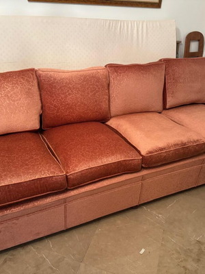 Σαλόνι vintage σαν καινούργιο με 4 πολυθρόνες σε ροζ-σομόν damask ύφασμα