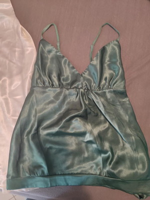 Satin top blouses used, green and white