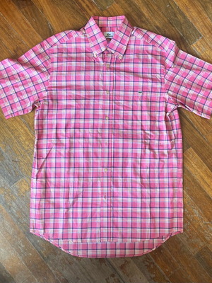 Lacoste short-sleeve shirt like new, blue and pink