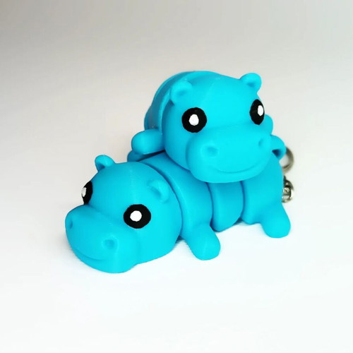 Hippo Keychain new, 3D printed, flexible design