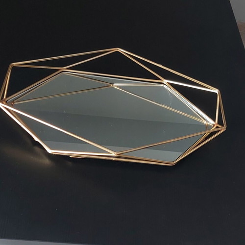 Decorative tray with mirror new, gold-plated, wedding use