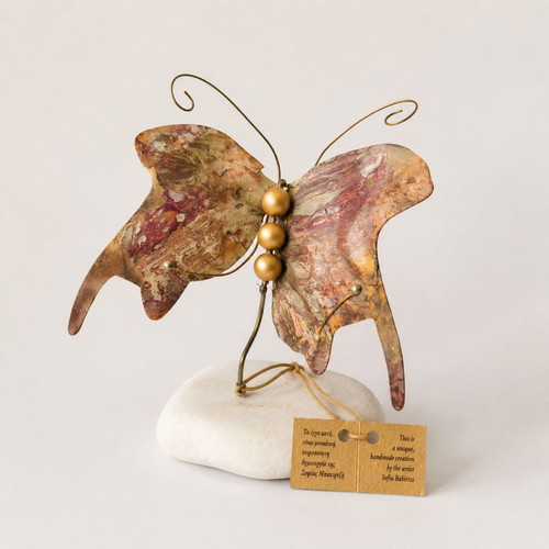 Handmade metal butterfly sculpture by Sofia Bakirtzi, Art on Metal