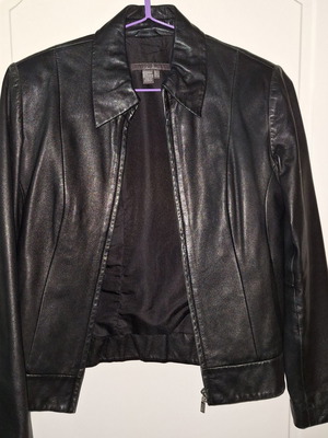 Δερμάτινο γυναικείο σακάκι Zara μεταχειρισμένο, μαύρο, μέγεθος M