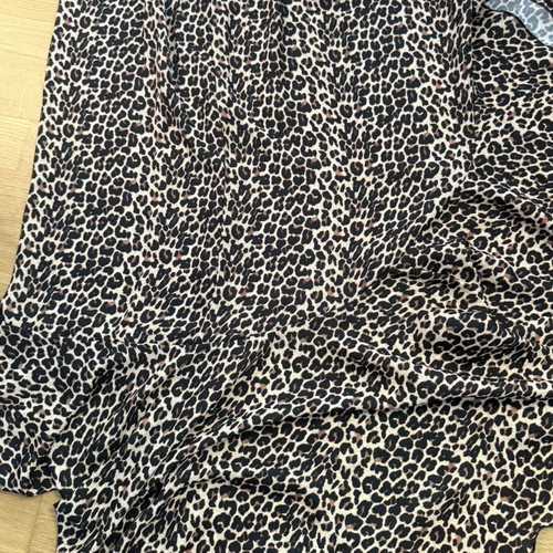 Wrap long skirt with ruffle hem and leopard print
