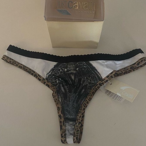 Just Cavalli women's thong M white black new