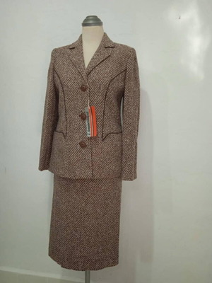 Vintage winter suit 80s Diamantidis workshop new, beige brown