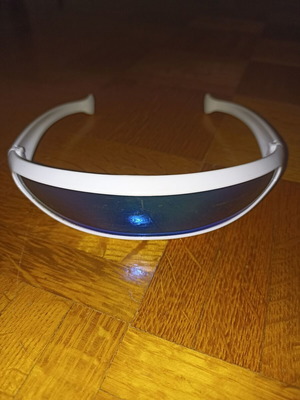 Cyclops glasses visor type with single lens used, white