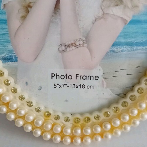 White photo frame with pearls and rhinestones new