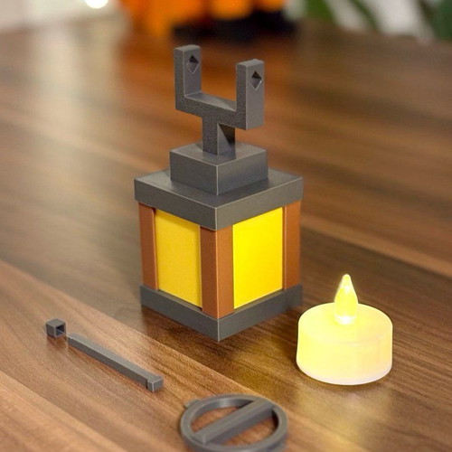 Minecraft-style fox lamp with warm light