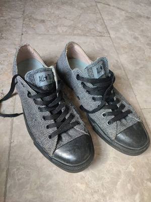 Converse All Star Low used, grey with herringbone pattern