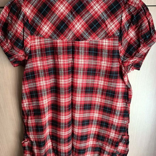 Lynne checked blouse dress size L like new, black and red