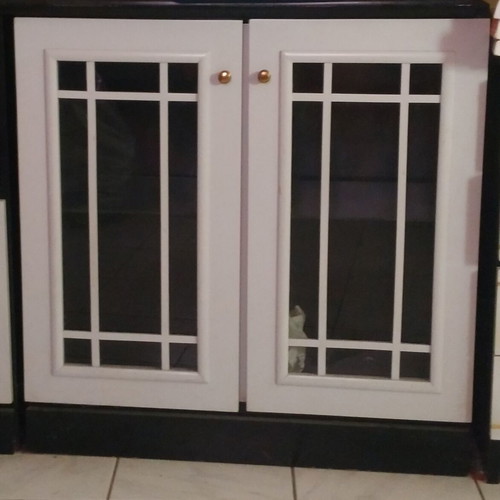 Living room composite set used, white-black, three pieces