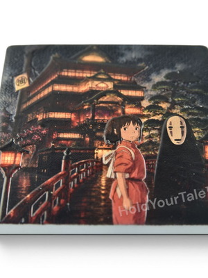 Spirited Away No-Face & Chihiro Ceramic Fridge Magnet 57×57 mm new